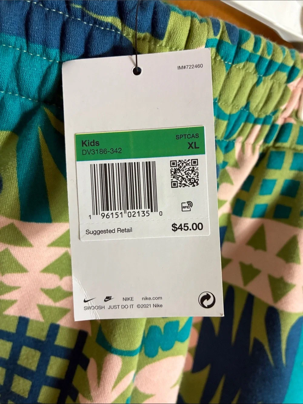 Nike Green, Teal & Pale Pink Patterned Athletic Shorts Sz xl